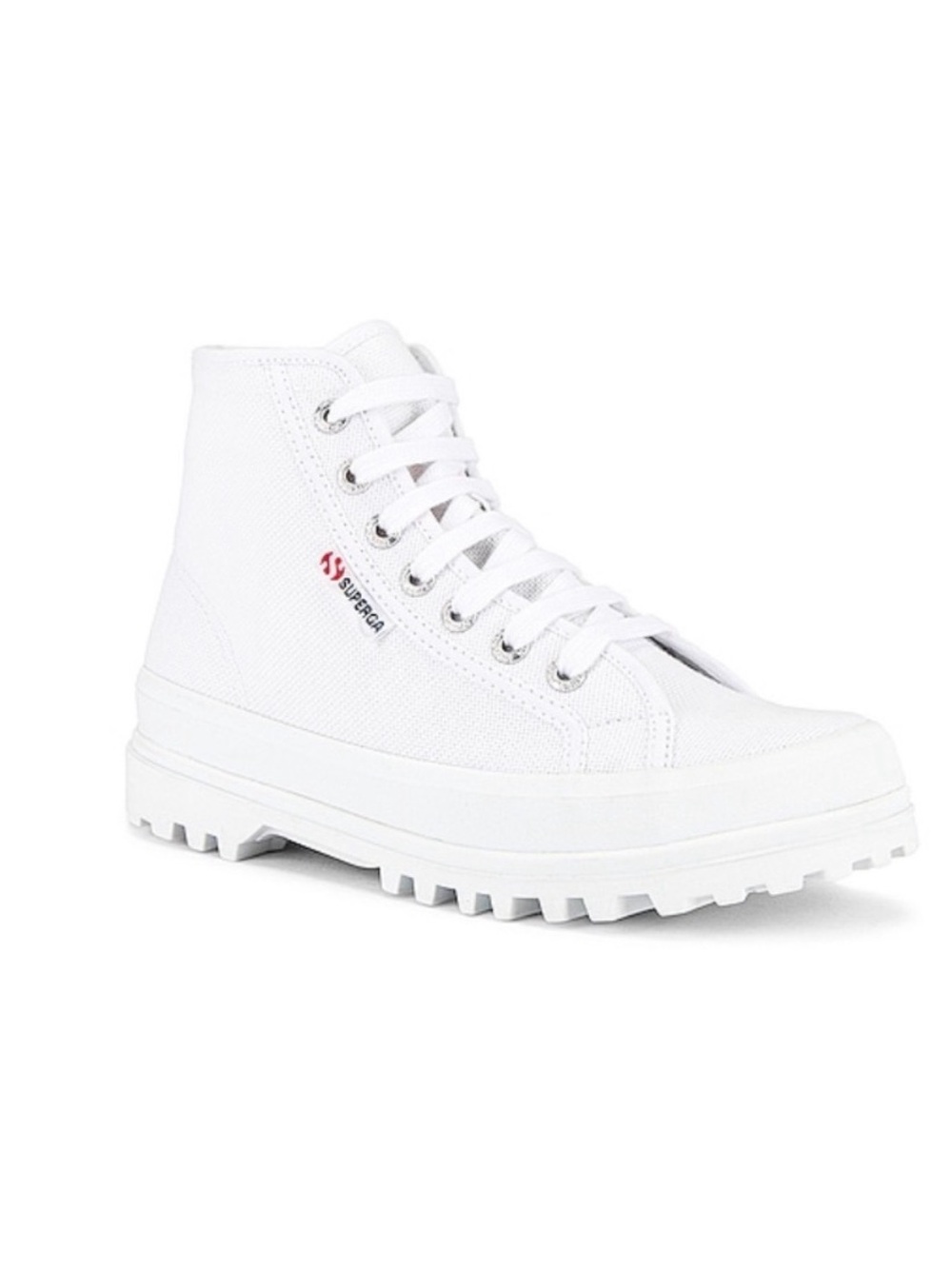 Superga White Canvas High-Top Lug Sole Sneaker